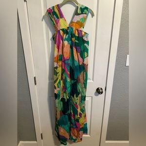 Anthropologie Naomi Kawanishi Reis Printed Bow Back Front Slit Dress NWT